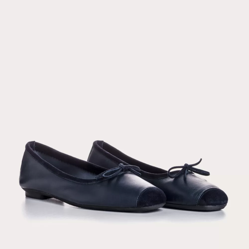 Femme Reqins Ballerines Harmony Cuir/Cuir Velours Cc