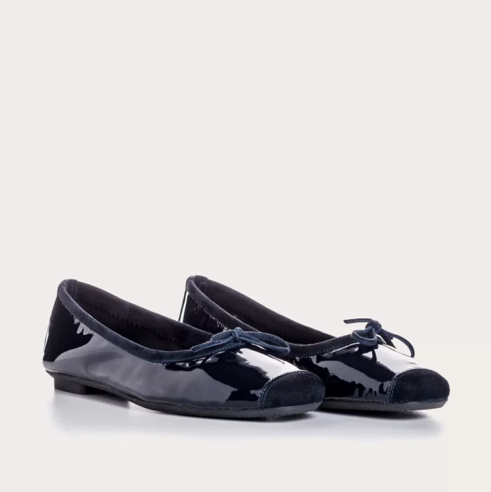 Femme Reqins Ballerines Harmony Vernis/Cuir Velours