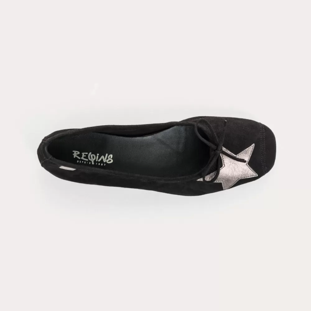 Femme Reqins Ballerines Hello Cuir Velours/Eclat