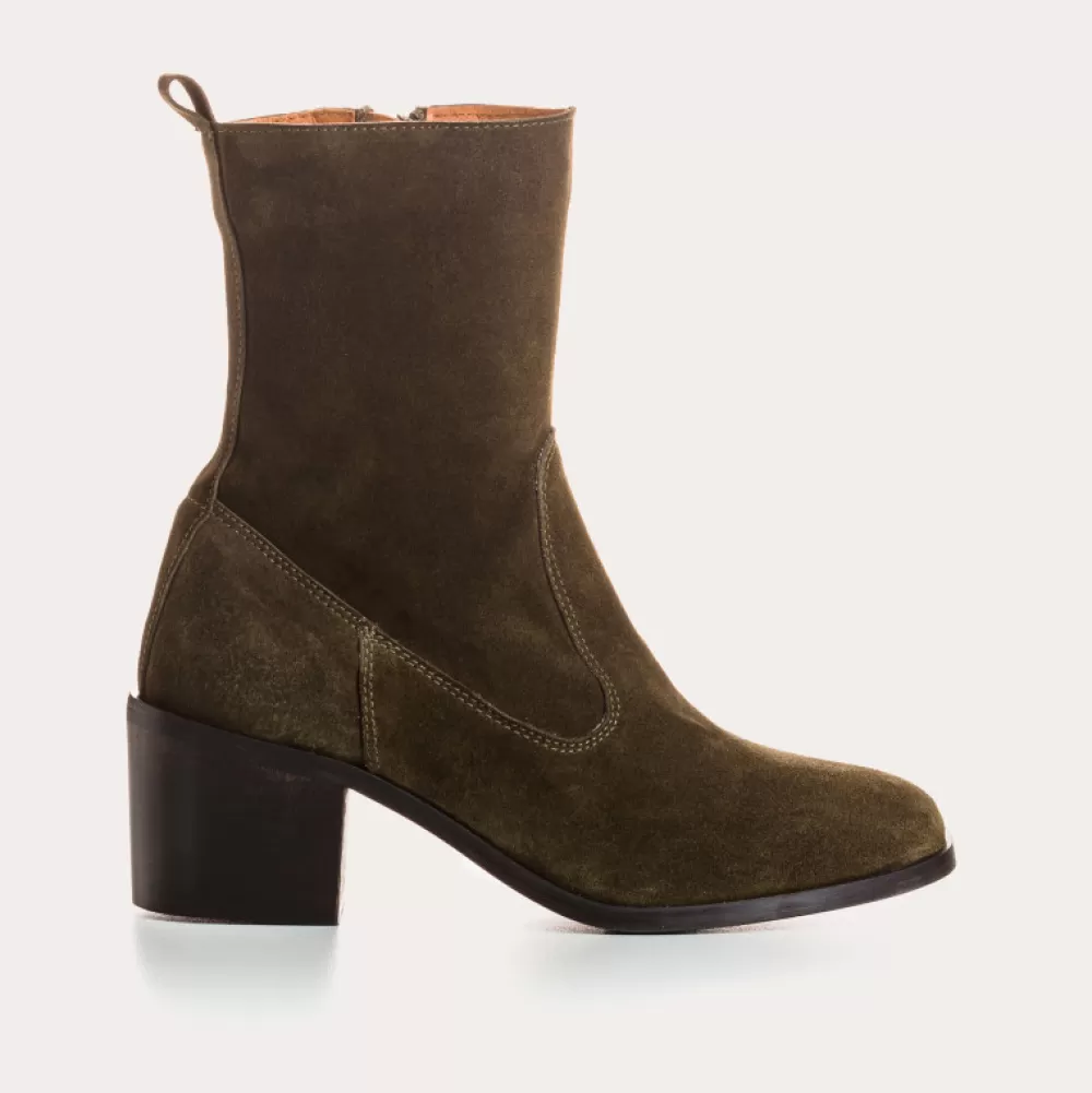 Femme Reqins Boots Cecilia Cuir Velours