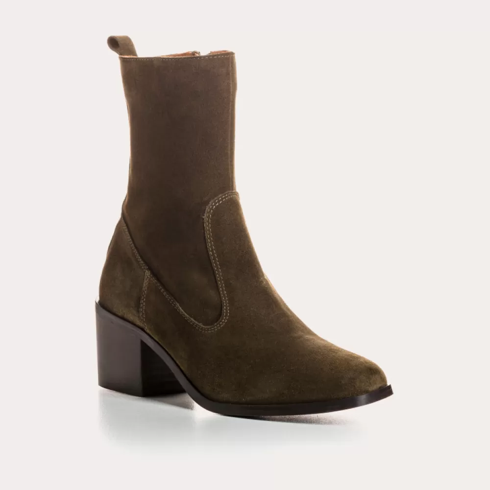 Femme Reqins Boots Cecilia Cuir Velours