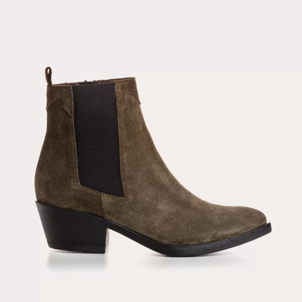 Femme Reqins Boots Elioth Cuir Velours