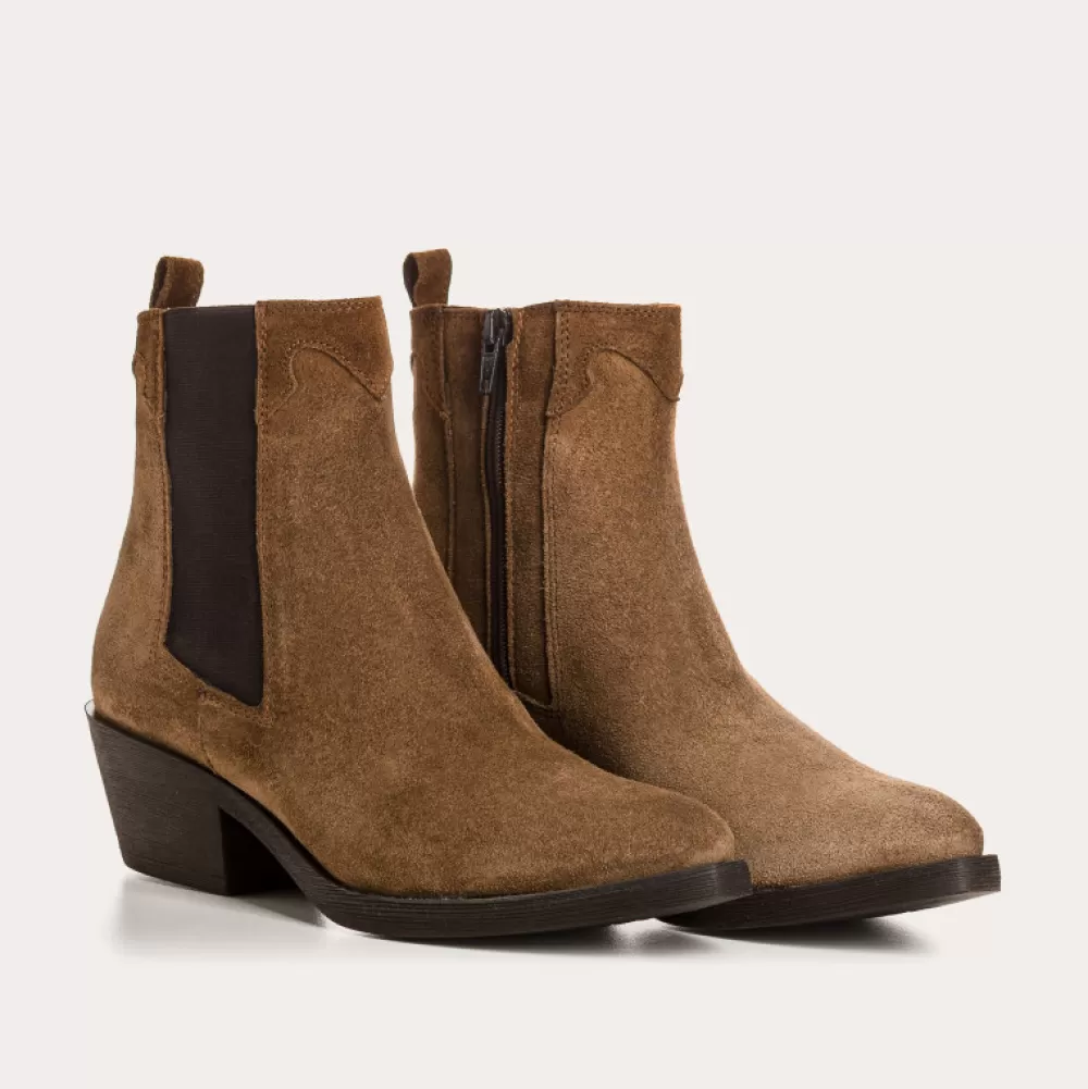 Femme Reqins Boots Elioth Cuir Velours